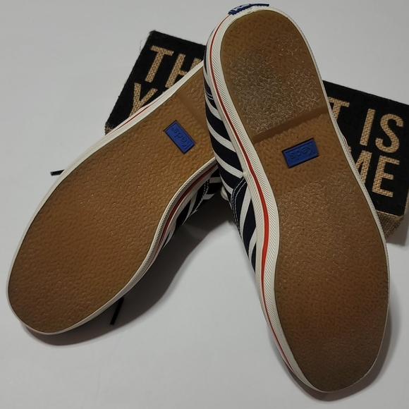 KATE SPADE KEDS FALL PREPPY COASTAL GRANDMA CASUAL NAVY BLUE STRIPES SNEAKERS  7 - Picture 12 of 16